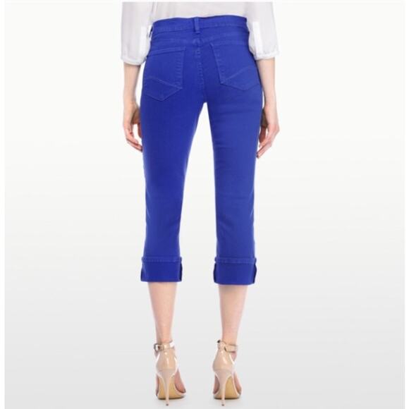 NYDJ Bright Blue Dayla Wide Cuff Capri Jeans Size 10 - Picture 1 of 14